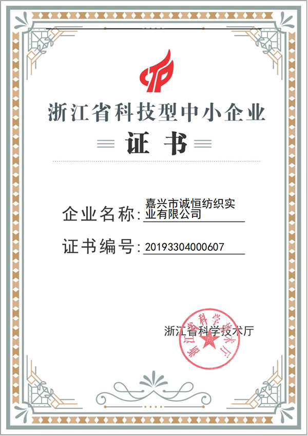 科技型中小企业证书